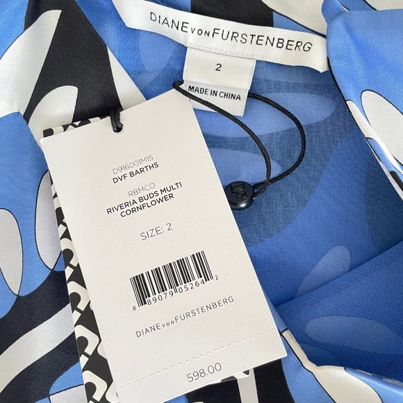 Diane Von Furstenberg Barths Maxi Dress in Riviera Buds Multi Cornflower Print - Picture 7 of 16